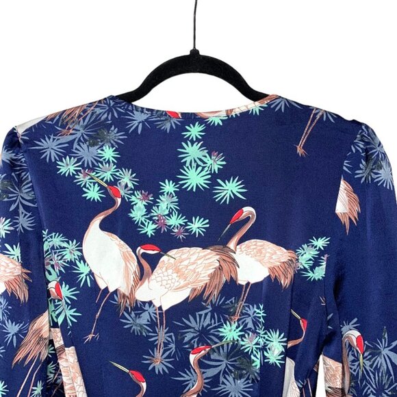 LIQUORISH RARE Tropical Crane Bird Print Wrap Dress - Picture 4 of 6